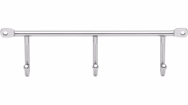 Hakenleiste Illertissen Stahl chrom glänzend - 200 mm lang  vor weißem Hintergrund