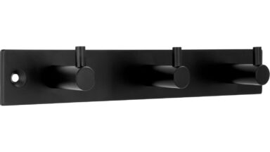 Hakenleiste Kriftel Stahl schwarz matt pulverbeschichtet - 190 mm lang vor weißem Hintergrund