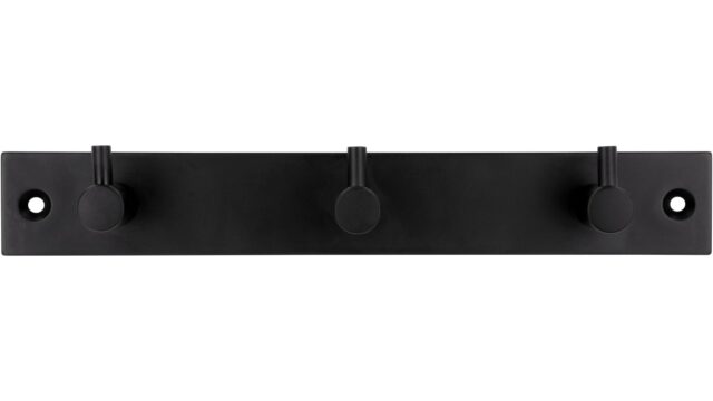 Hakenleiste Kriftel Stahl schwarz matt pulverbeschichtet - 190 mm lang  vor weißem Hintergrund