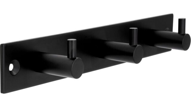 Hakenleiste Kriftel Stahl schwarz matt pulverbeschichtet - 190 mm lang  vor weißem Hintergrund