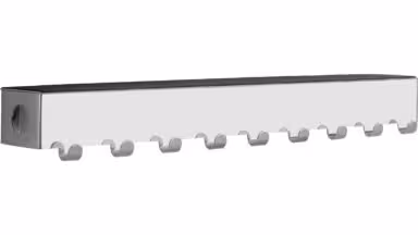 Hakenleiste Kyritz Stahl - Gummi chrom glänzend schwarz - 513 mm lang  vor weißem Hintergrund