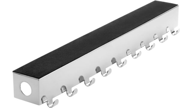 Hakenleiste Kyritz Stahl - Gummi chrom glänzend schwarz - 513 mm lang  vor weißem Hintergrund