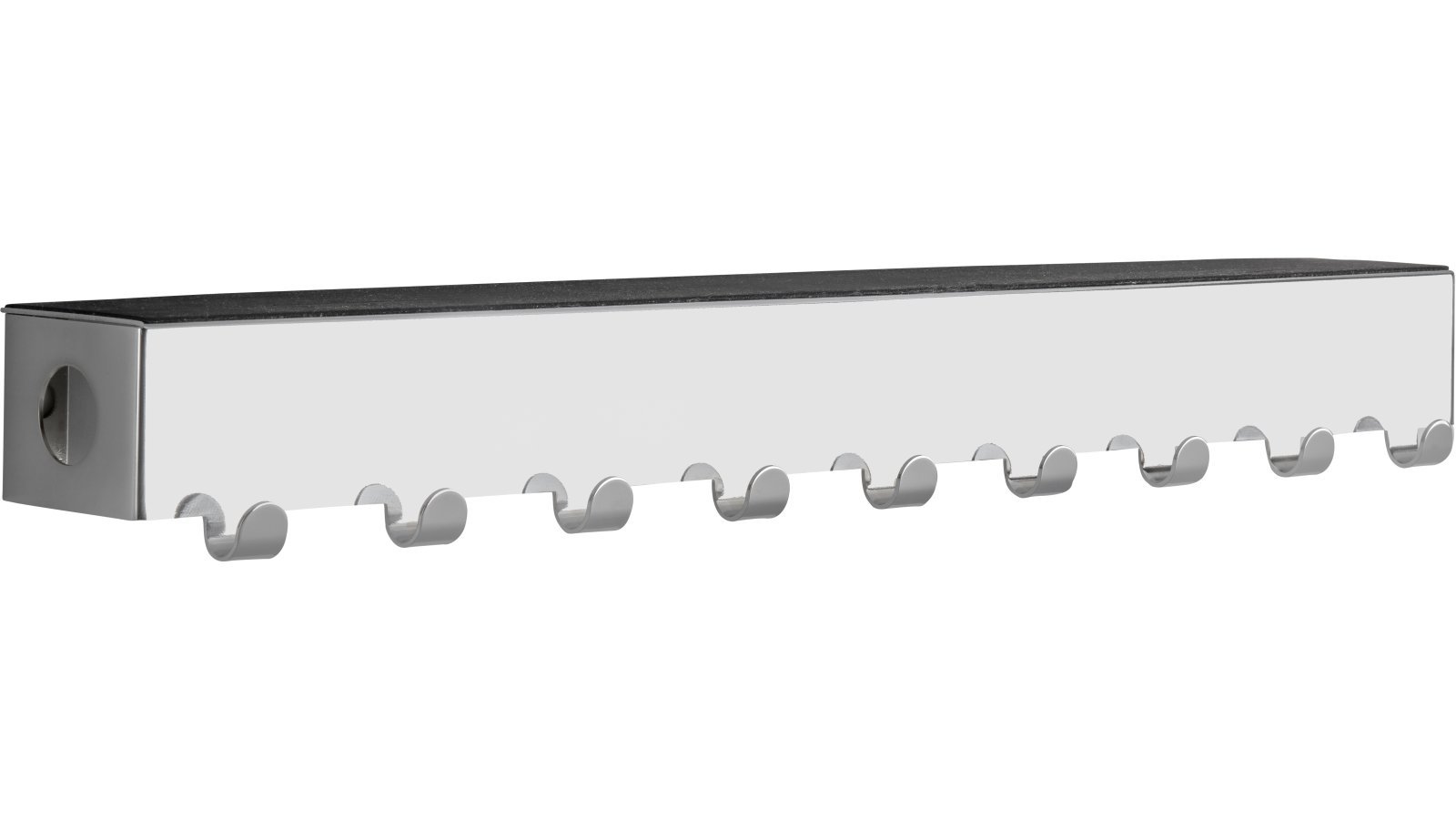 Hakenleiste Kyritz Stahl - Gummi chrom glänzend schwarz - 513 mm lang  vor weißem Hintergrund