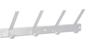 Hakenleiste Schopfheim Aluminium - Kunststoff silber natur matt weiß - 450 mm lang  vor weißem Hintergrund