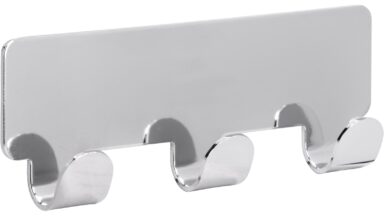 Hakenleiste sk Hainburg Stahl chrom glänzend - 114 mm lang vor weißem Hintergrund