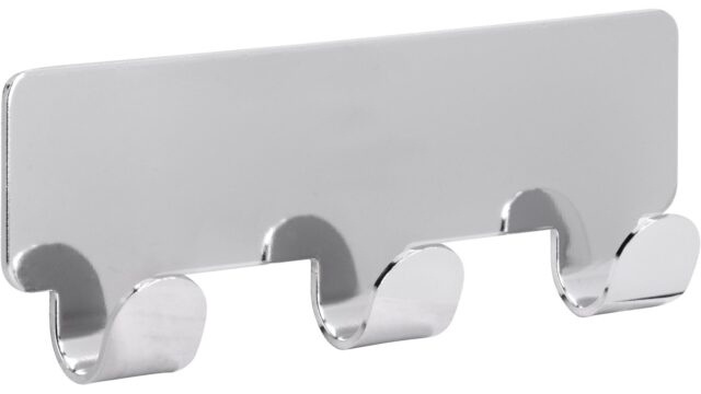 Hakenleiste sk Hainburg Stahl chrom glänzend - 114 mm lang  vor weißem Hintergrund