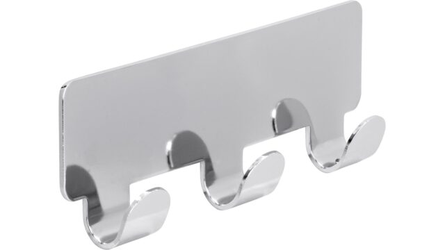 Hakenleiste sk Hainburg Stahl chrom glänzend - 114 mm lang  vor weißem Hintergrund