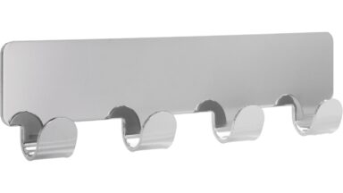 Hakenleiste sk Hainburg Stahl chrom glänzend - 156 mm lang vor weißem Hintergrund