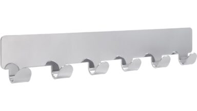 Hakenleiste sk Hainburg Stahl chrom glänzend - 240 mm lang vor weißem Hintergrund