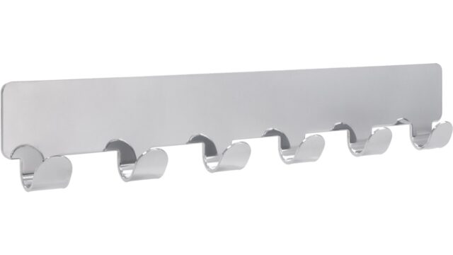 Hakenleiste sk Hainburg Stahl chrom glänzend - 240 mm lang vor weißem Hintergrund