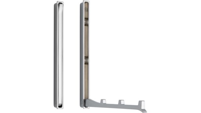 Klapparm Hude Druckguss chrom glänzend - 177 mm lang vor weißem Hintergrund