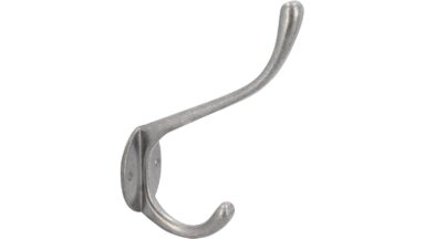 Haken Andernach Druckguss silber natur glänzend - 121 mm lang  vor weißem Hintergrund