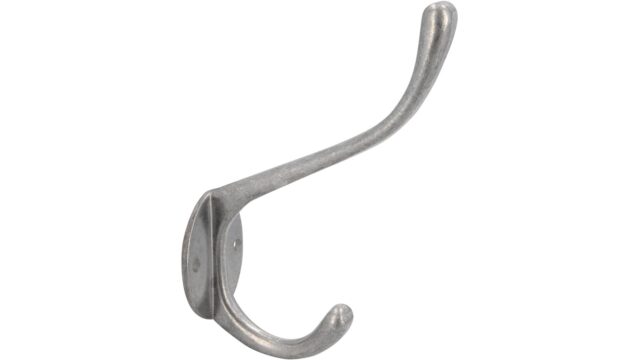 Haken Andernach Druckguss silber natur glänzend - 121 mm lang  vor weißem Hintergrund