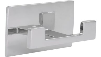 Haken Bad Nenndorf Druckguss chrom glänzend - 40 mm lang vor weißem Hintergrund