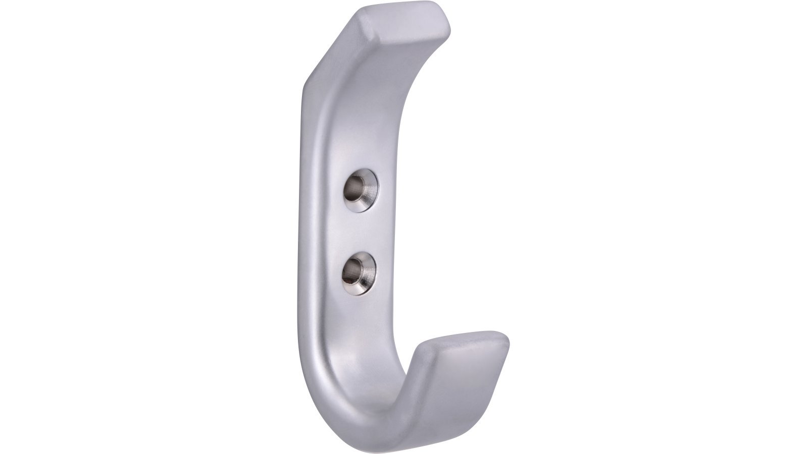 Haken Bedburg Druckguss chrom matt - 84 mm lang  vor weißem Hintergrund