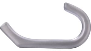Haken Bedburg Druckguss chrom matt - 84 mm lang  vor weißem Hintergrund