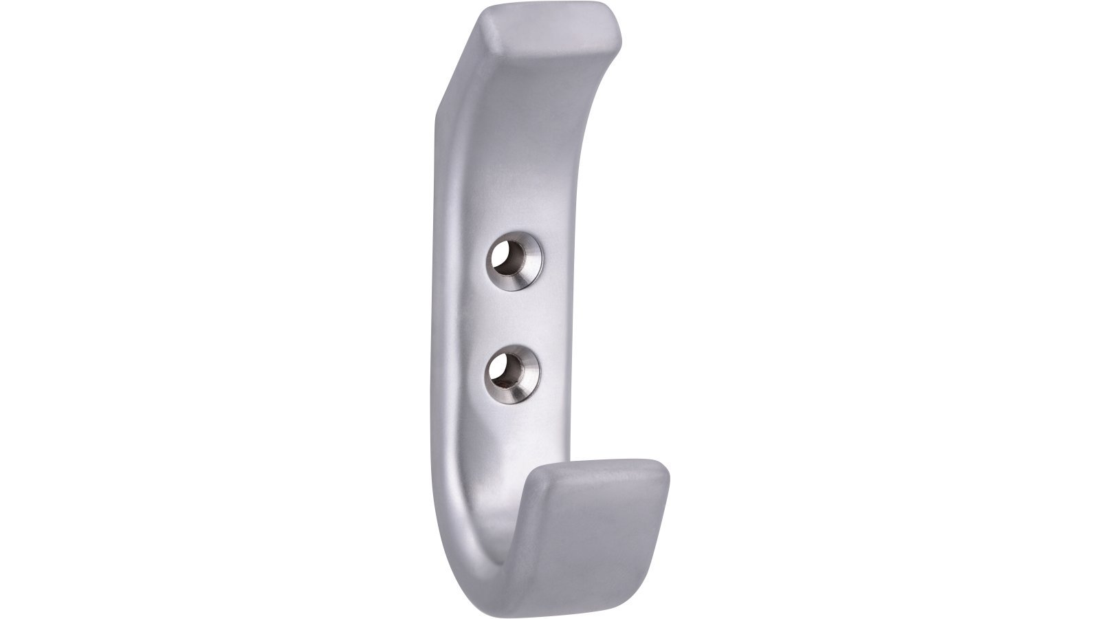 Haken Bedburg Druckguss chrom matt - 84 mm lang  vor weißem Hintergrund