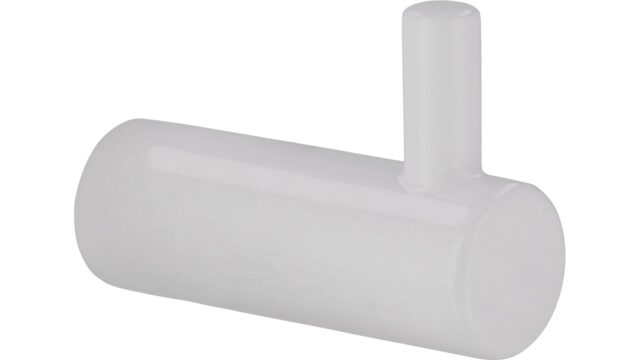 Haken Bisingen Stahl reinweiß pulverbeschichtet - 28 mm lang  vor weißem Hintergrund