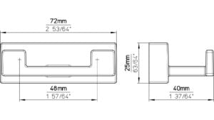 Haken Böhl-Iggelheim Druckguss schwarz matt pulverbeschichtet - 25 mm lang  vor weißem Hintergrund