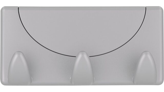 Haken Buxtehude Kunststoff metallisiert - weißaluminium - 103 mm lang  vor weißem Hintergrund