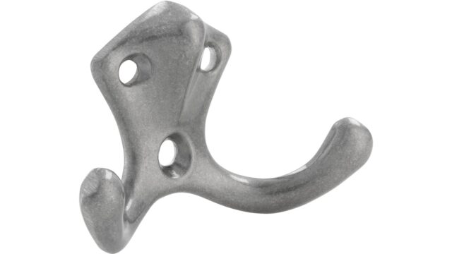 Haken Emmerich Druckguss silber natur glänzend - 39 mm lang  vor weißem Hintergrund