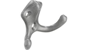 Haken Emmerich Druckguss silber natur glänzend - 39 mm lang  vor weißem Hintergrund
