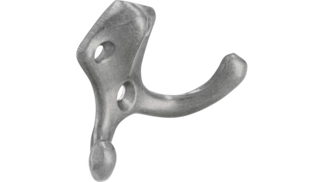 Haken Emmerich Druckguss silber natur glänzend - 39 mm lang  vor weißem Hintergrund