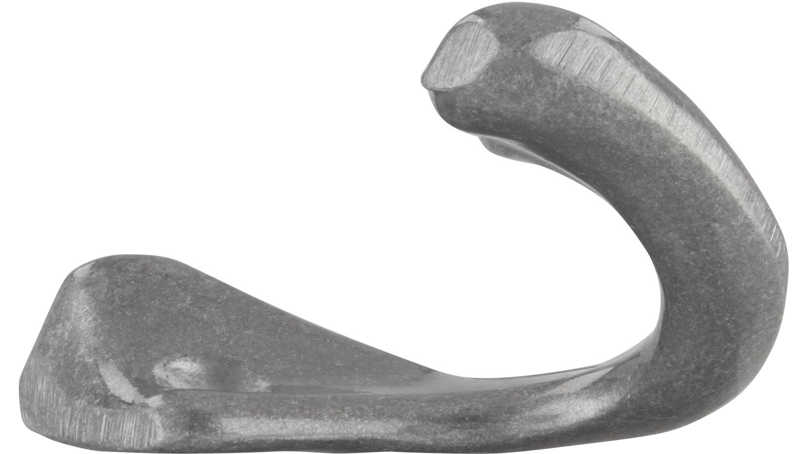 Haken Emmerich Druckguss silber natur glänzend - 39 mm lang  vor weißem Hintergrund