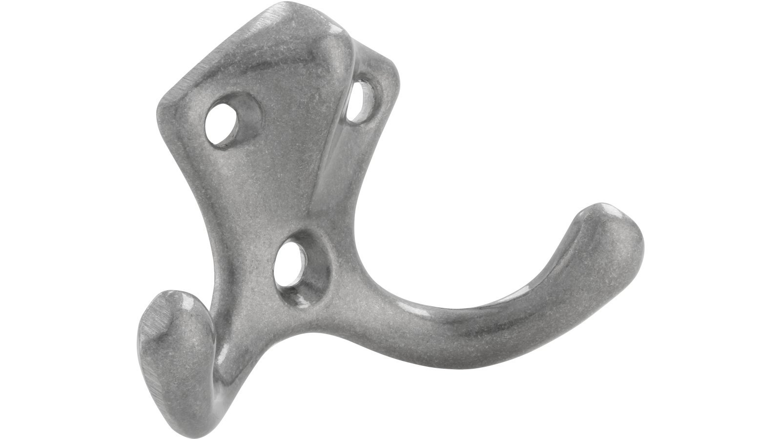 Haken Emmerich Druckguss silber natur glänzend - 39 mm lang  vor weißem Hintergrund