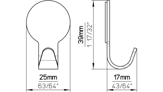 Haken Emstek Edelstahl fein geschliffen - 39 mm lang  vor weißem Hintergrund