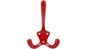 Haken Gaggenau Druckguss rubinrot pulverbeschichtet - 108 mm lang  vor weißem Hintergrund