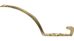 Haken Gera Druckguss glänzend vermessingt - 152 mm lang  vor weißem Hintergrund