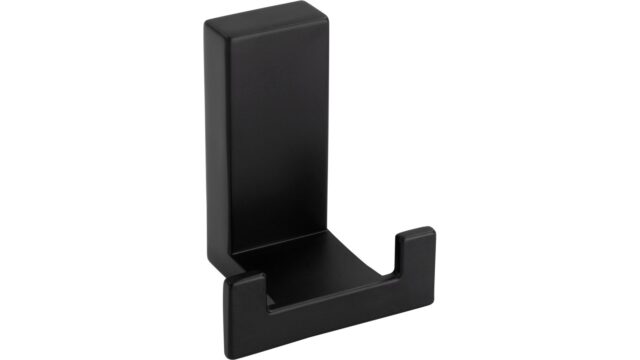 Haken Goldenstedt Druckguss schwarz matt pulverbeschichtet - 52 mm lang  vor weißem Hintergrund