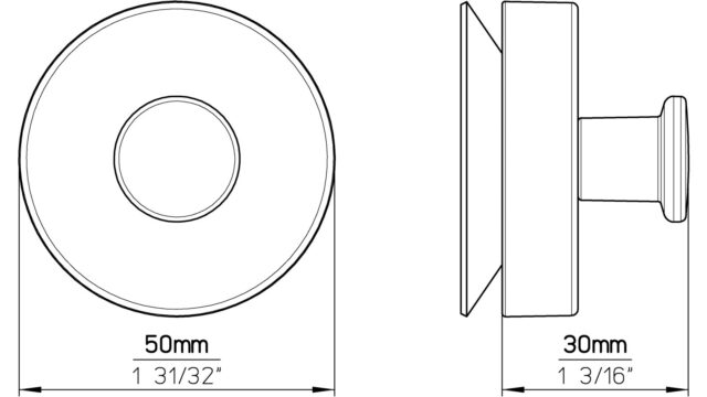 Haken Gottmadingen Druckguss - Kunststoff chrom glänzend - 50 mm lang  vor weißem Hintergrund