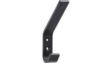 Haken Grünberg Aluminium schwarz matt pulverbeschichtet - 120 mm lang vor weißem Hintergrund