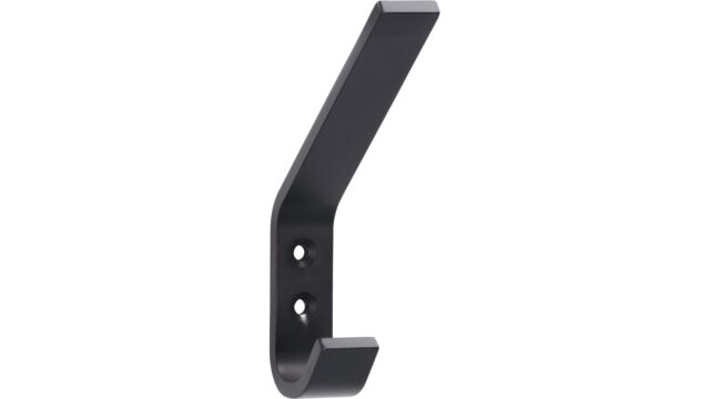Haken Grünberg Aluminium schwarz matt pulverbeschichtet - 120 mm lang  vor weißem Hintergrund