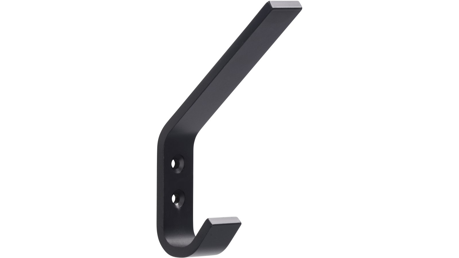 Haken Grünberg Aluminium schwarz matt pulverbeschichtet - 120 mm lang  vor weißem Hintergrund