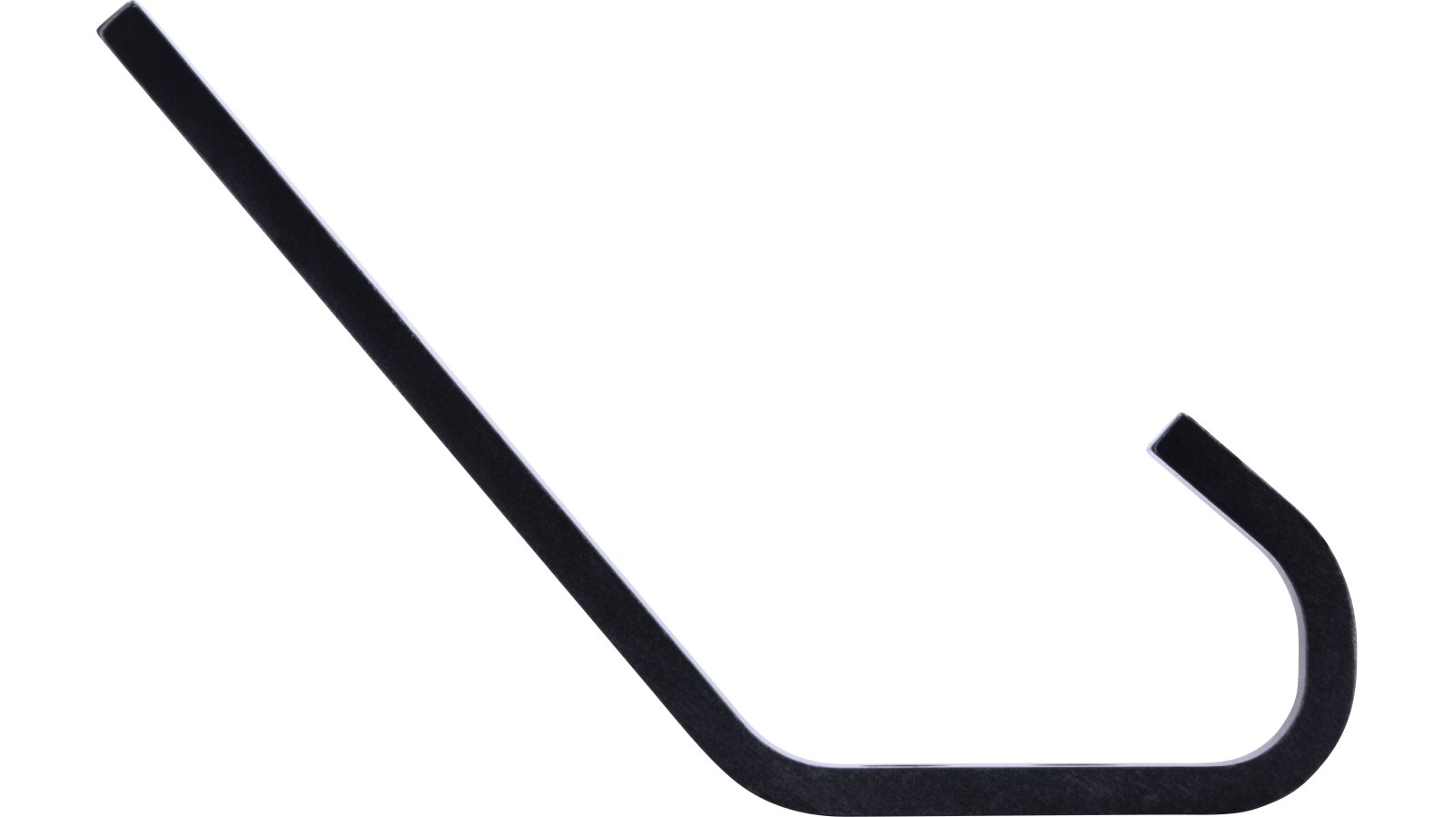 Haken Grünberg Aluminium schwarz matt pulverbeschichtet - 120 mm lang  vor weißem Hintergrund