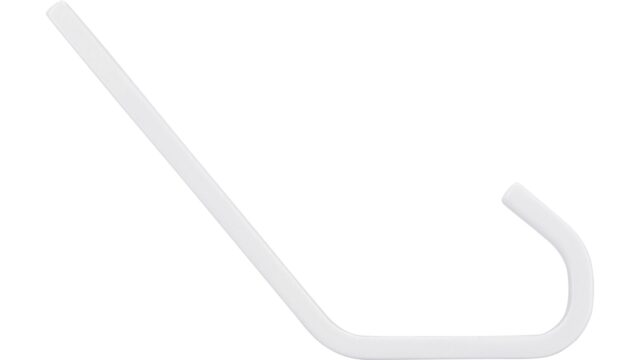 Haken Grünberg Aluminium reinweiß pulverbeschichtet - 120 mm lang  vor weißem Hintergrund