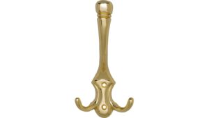 Haken Gütersloh Druckguss glänzend vermessingt - 170 mm lang  vor weißem Hintergrund