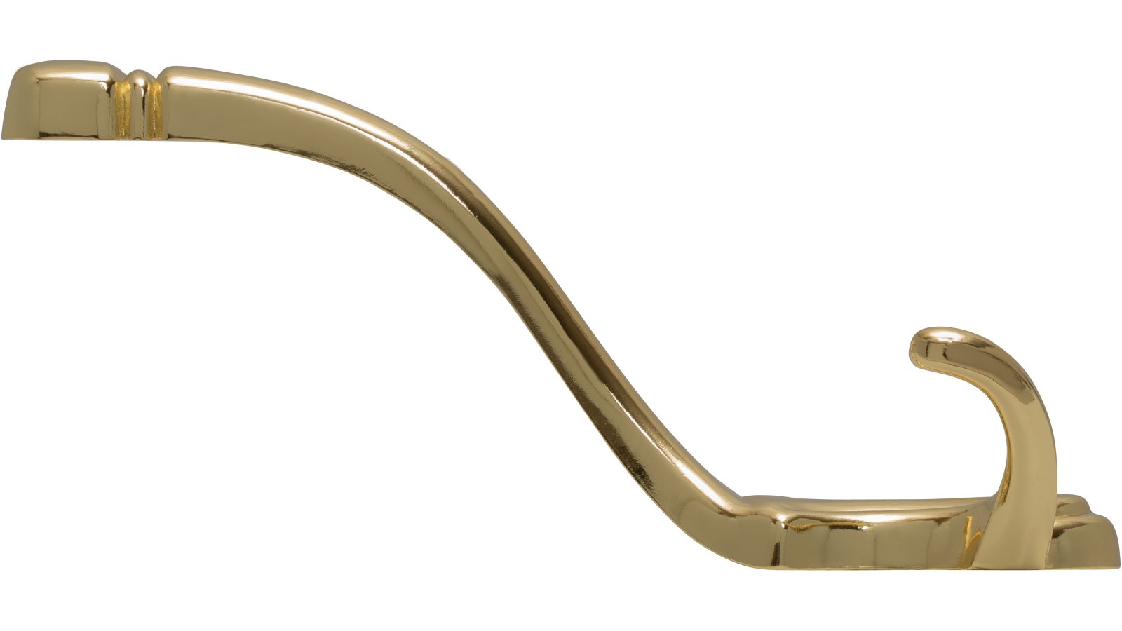 Haken Gütersloh Druckguss glänzend vermessingt - 170 mm lang  vor weißem Hintergrund