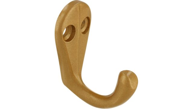 Haken Haan Druckguss gold matt pulverbeschichtet - 41 mm lang  vor weißem Hintergrund