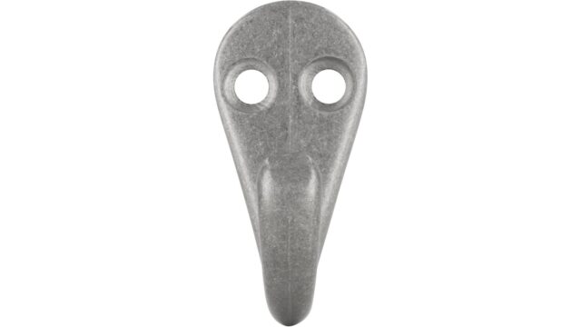 Haken Haan Druckguss silber natur glänzend - 41 mm lang  vor weißem Hintergrund