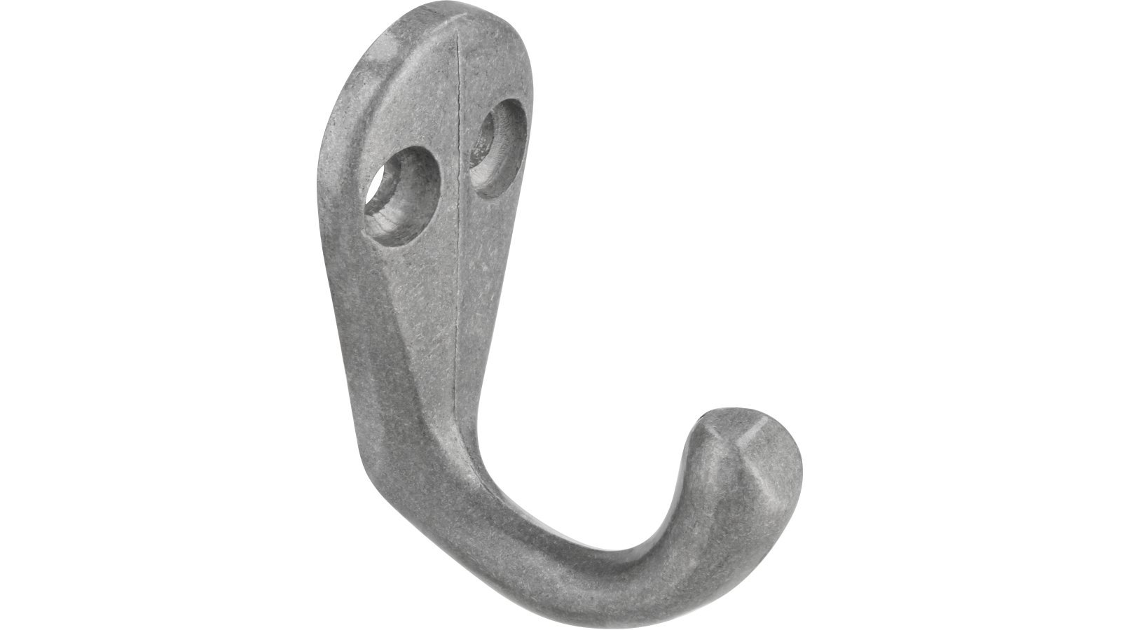 Haken Haan Druckguss silber natur glänzend - 41 mm lang  vor weißem Hintergrund