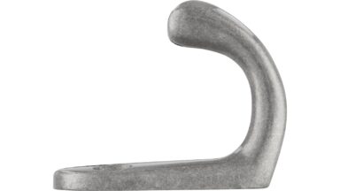Haken Haan Druckguss silber natur glänzend - 41 mm lang  vor weißem Hintergrund