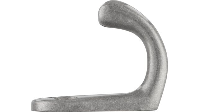 Haken Haan Druckguss silber natur glänzend - 41 mm lang  vor weißem Hintergrund