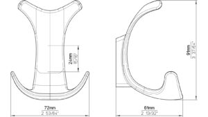 Haken Hilterd Druckguss messing schwarz gebürstet - 91 mm lang  vor weißem Hintergrund