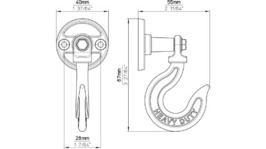 Haken Hohenmölsen Druckguss schwarz matt pulverbeschichtet - 87 mm lang  vor weißem Hintergrund