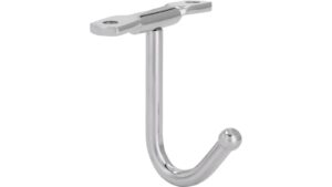 Haken Illertissen Stahl chrom glänzend 3 stück - 34 mm lang  vor weißem Hintergrund