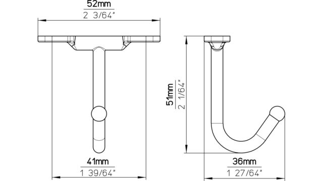 Haken Illertissen Stahl chrom glänzend 3 stück - 34 mm lang  vor weißem Hintergrund